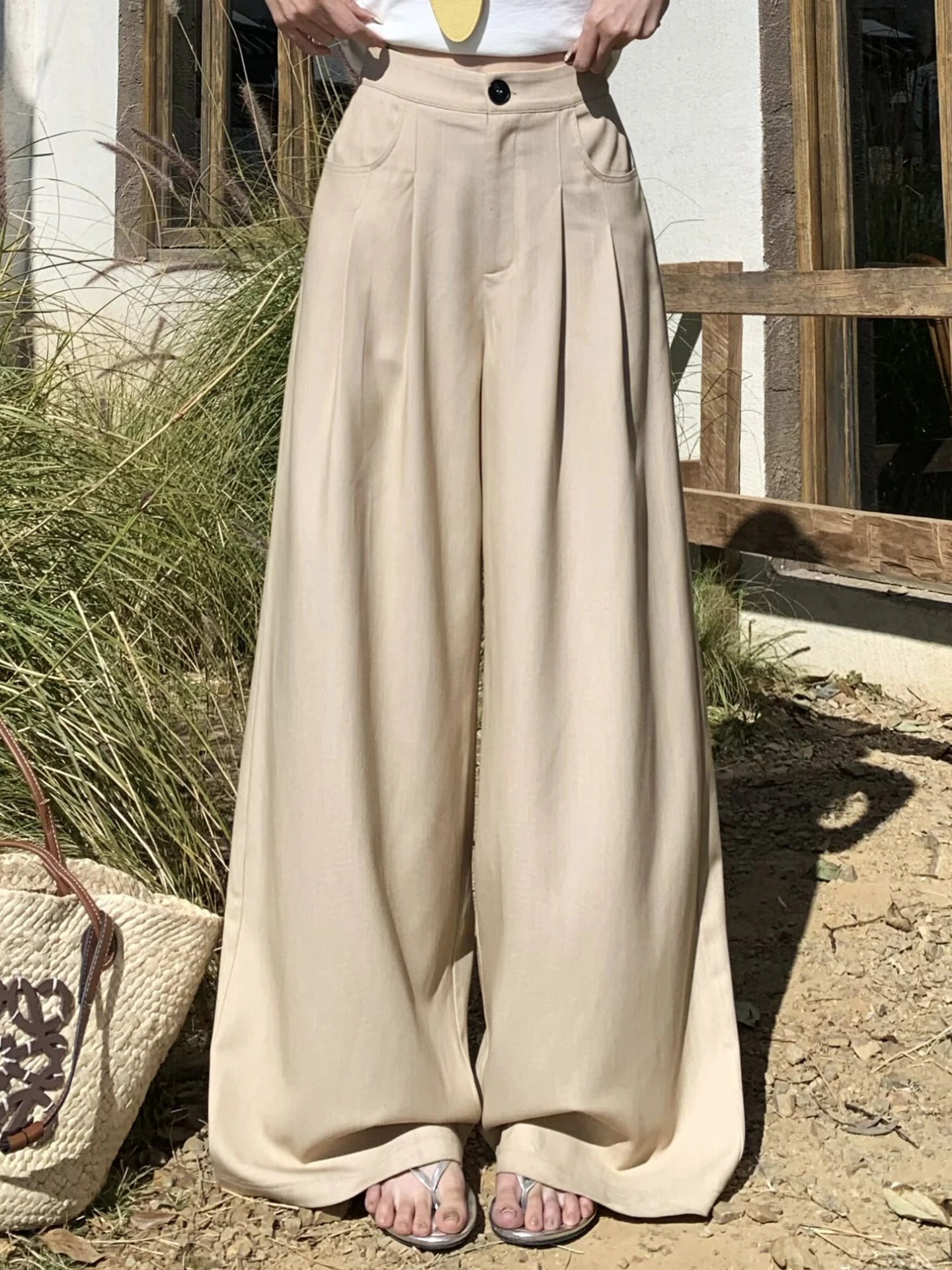 Khaki Wide Leg Pant…