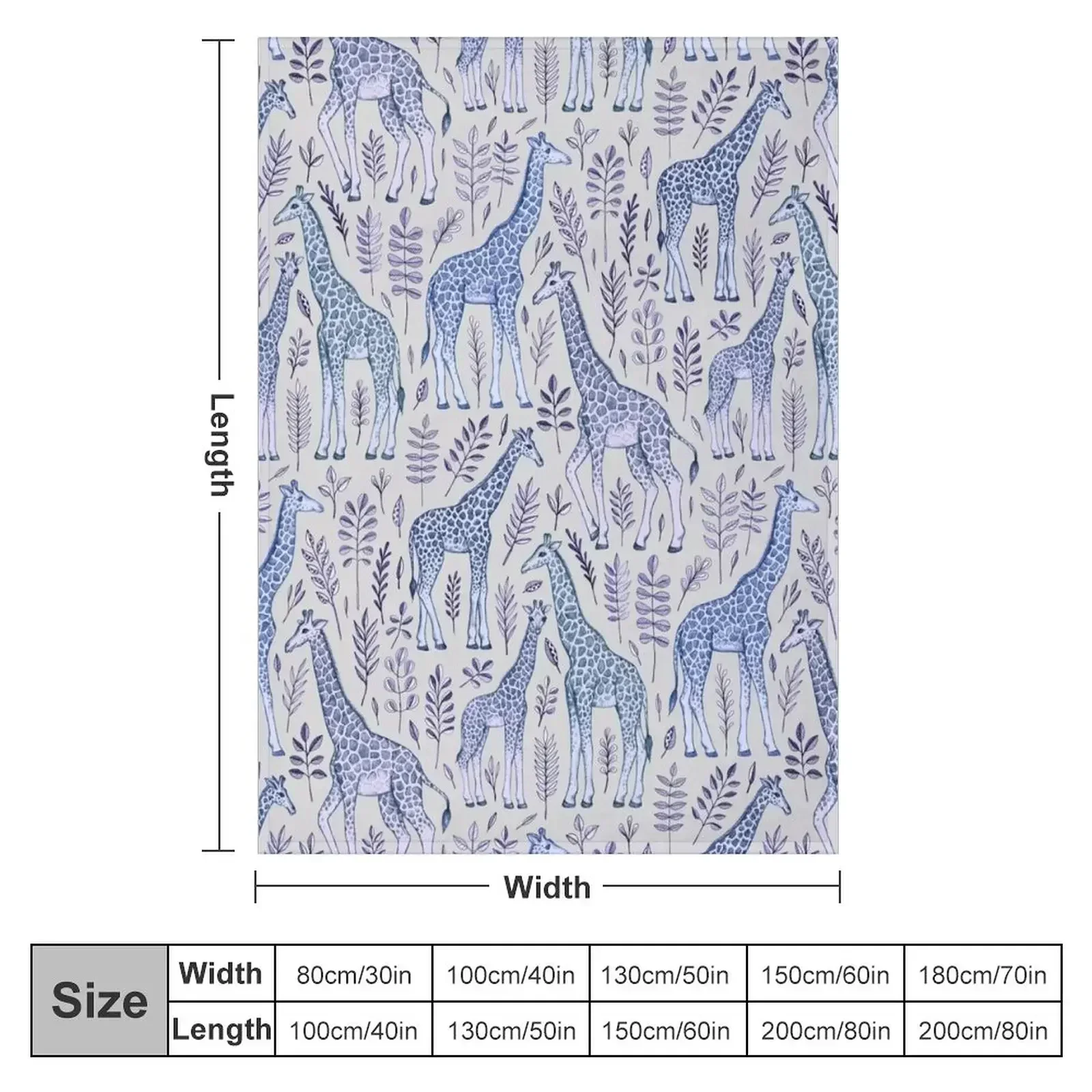 Blue Giraffe Pattern Throw Blanket Bed Bed covers valentine gift ideas Flannel Fabric Plush halloween Blankets