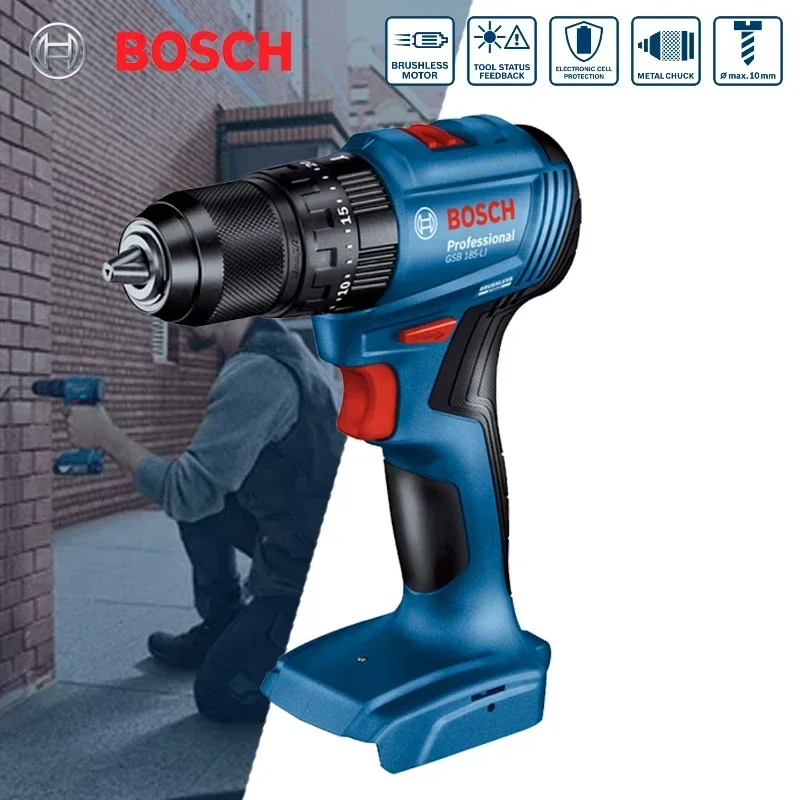 Bosch Gsb 185-li Furadeira de Impacto sem Fio Ferramenta Nua 18v Chave de Fenda Elétrica Ferramenta Elétrica Multifuncional