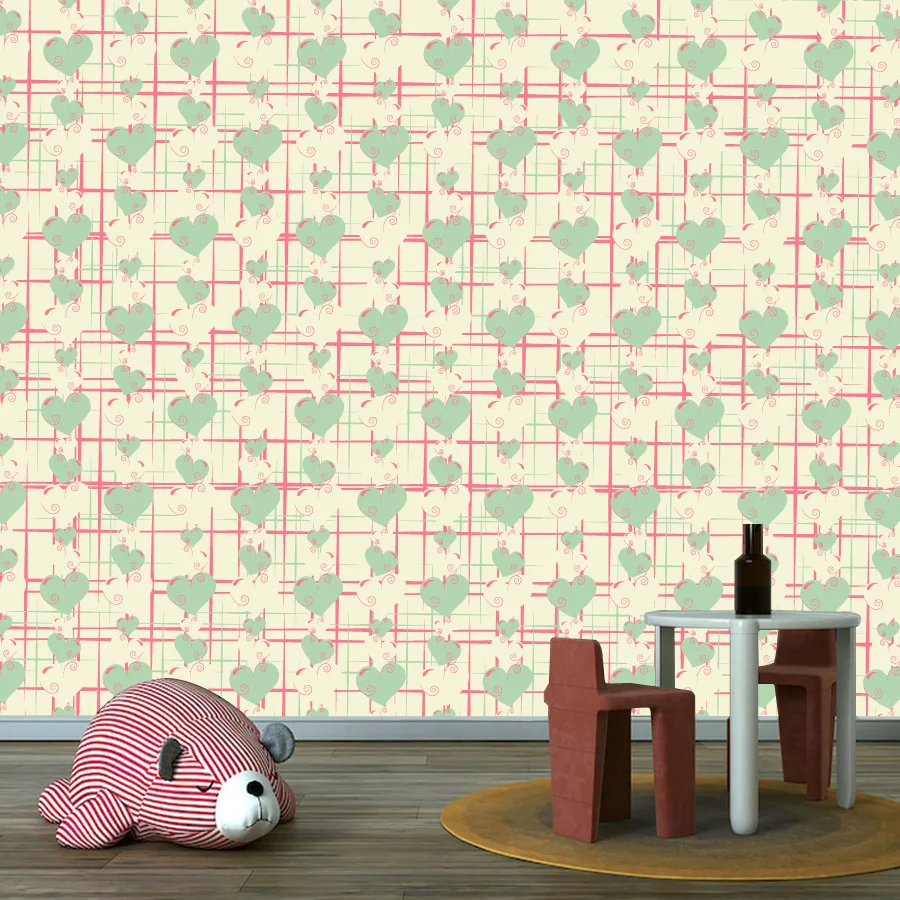 

Peel and Stick Easy to Apply Wallpaper for Living Room Wall Papers Home Decor Walls Renovation Stripe Hearts Kids Baby Bed Mural