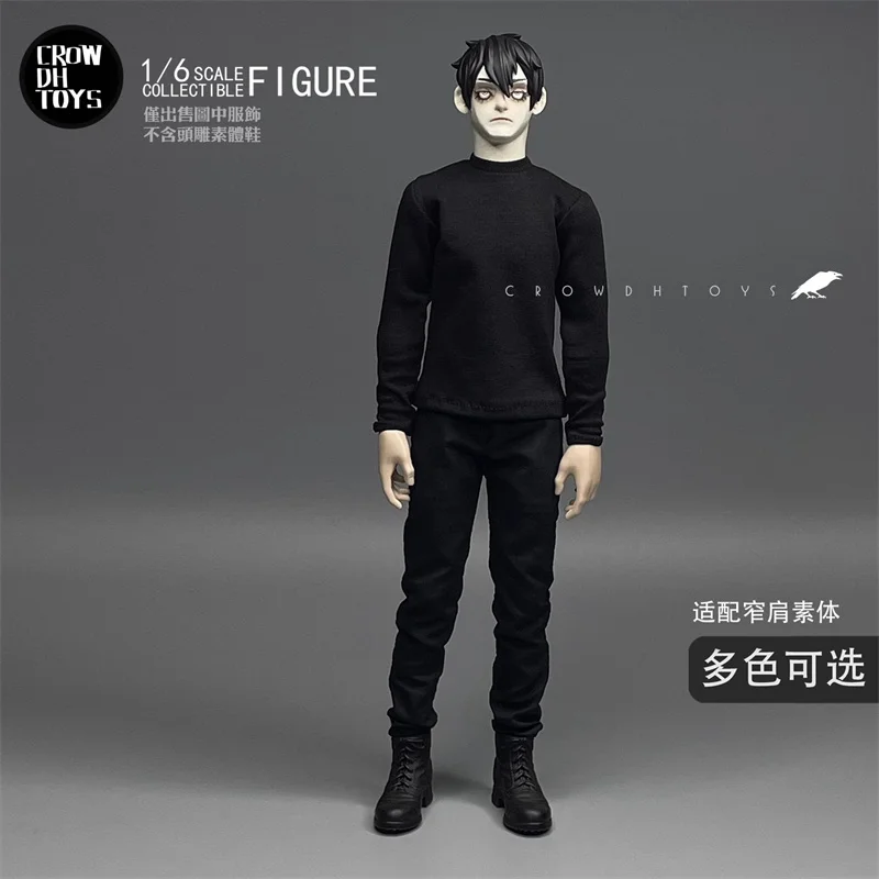 1/6 Scale Trendy Handsome Black Cotton Jacket Leather Jacket Long Sleeved Top Long Pants Fit 12 inch Action Figure Model Toys