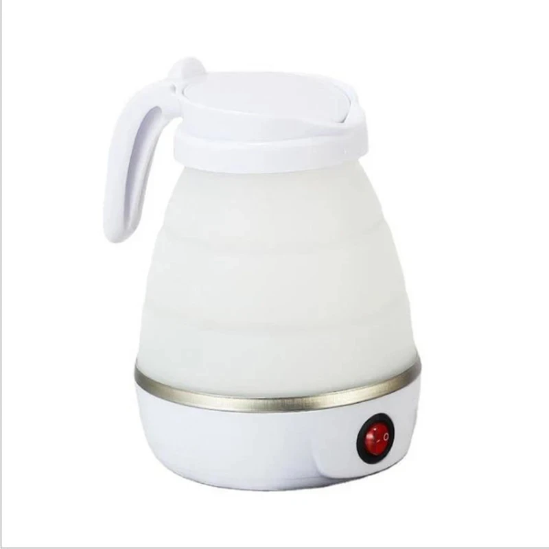 saengQ Travel Household Folding Kettle Silicone304 Stainless Steel Portable Kettle Compression Foldable Leakproof 600ml