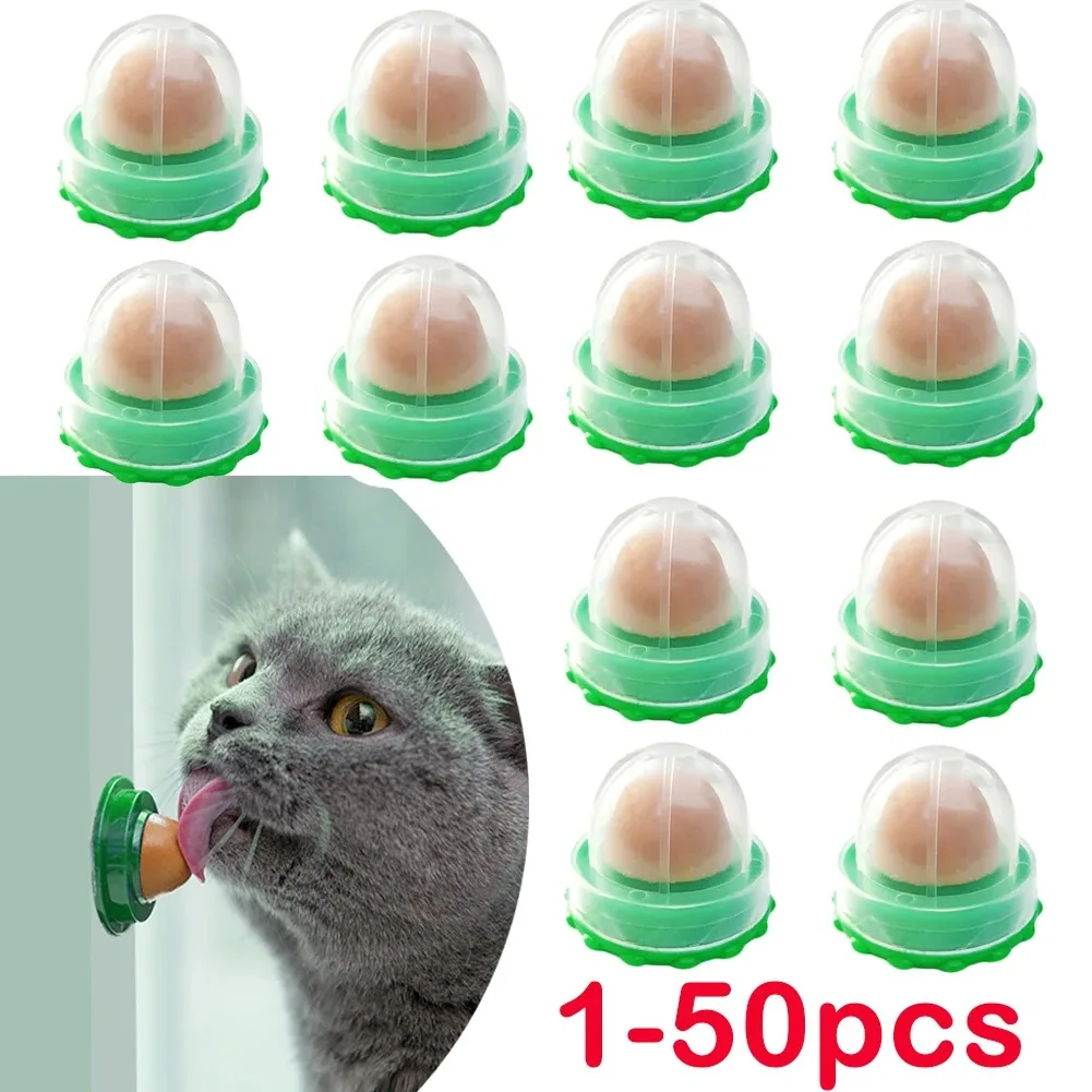 1-50pcs Healthy Cat Snacks Nutrition Cat Catnip Ball Safe Catnip Snack Lick Candy Vitamin Pudding Lollipop for Cats Pet Snacks