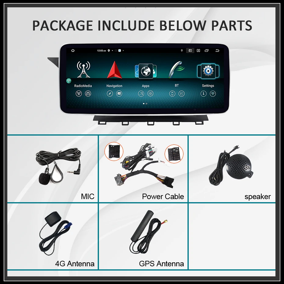 1920*720P 12,5'' Wireless Carplay Android 14 Autoradio-Bildschirm für Mercedes Benz GLK-Klasse X204 2008-2015 Autoradio Multimedia-Player WIFI 4G LTE BT – Detail 2