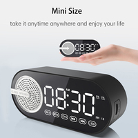 Wireless Bluetooth Speaker Alarm Clock Portable Speaker USB Large Display LED Mirror Digital Clock FM Radio for Office Home
