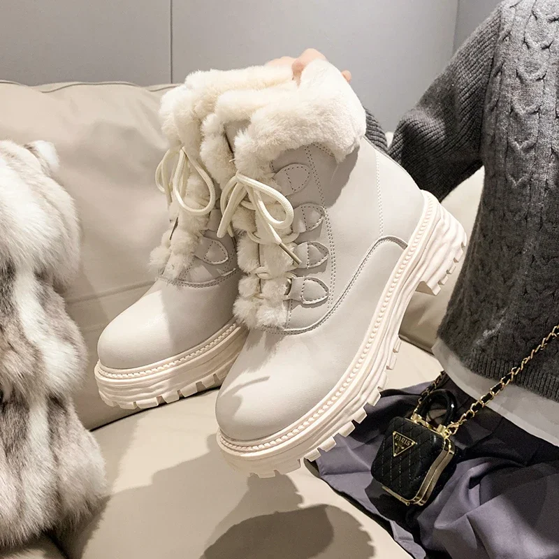 2024 New in Women Boots Winter Short Plush White Platform Boots College Girls Lolita Shoes Japanese JK Ankle Boots Women Shoes