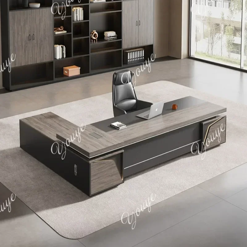 

O Light Luxury Vintage Office Desk Organizer L Shaped Mid Century Dark Wood Computer Desks Work Art Bureau Meuble Office Furniture