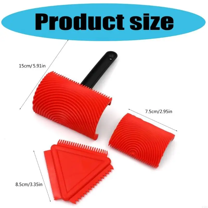 E5Be Solido strumento rullo vernice in poliuretano solido Texture in legno realistica Design ergonomico per e fai -da