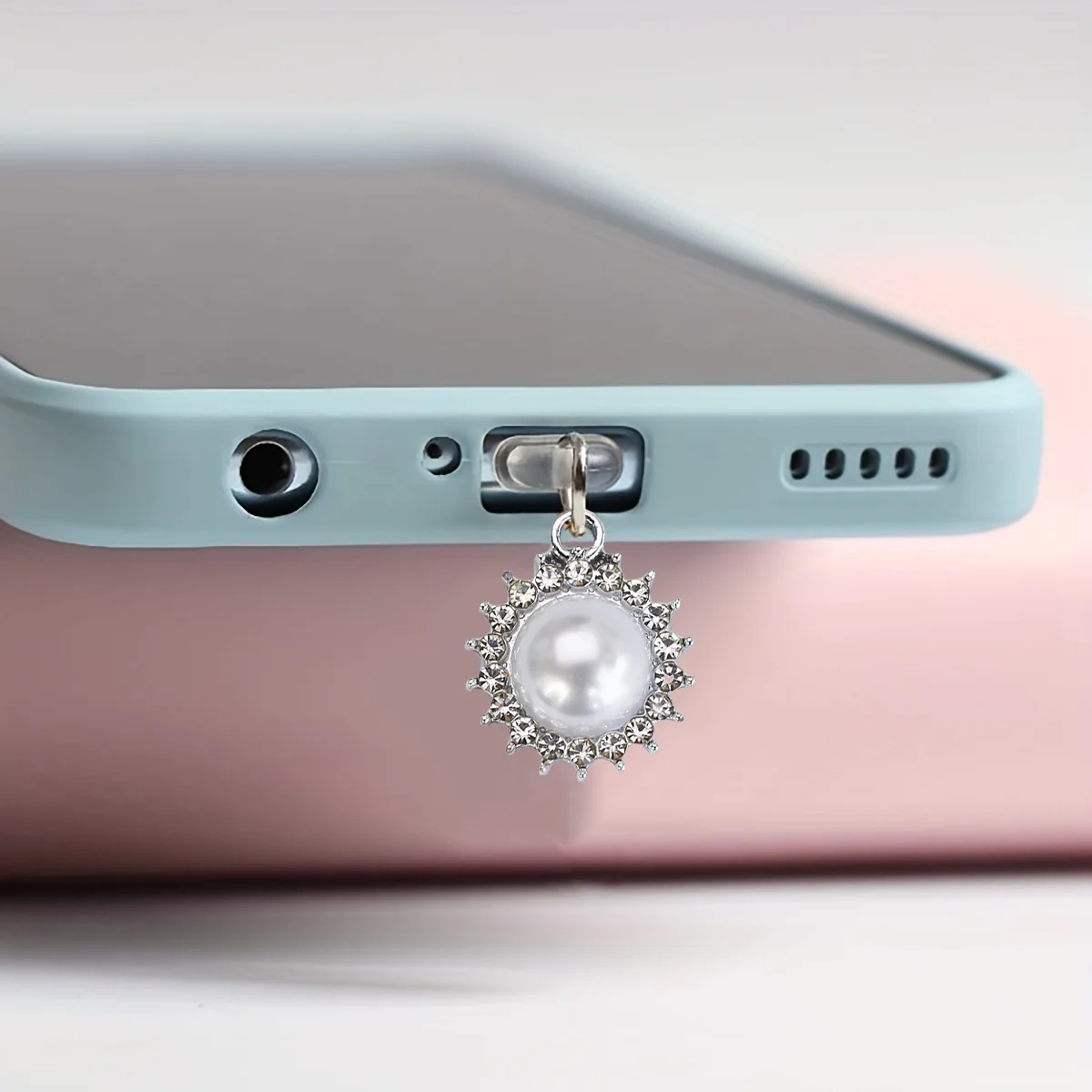 Telefon-Staubschutz mit Diamant-Katzenaugen-Steinanhänger, Hängedekoration, Telefonzubehör für iPhone Typ-C-Anschluss Staubschutz – Detail 3