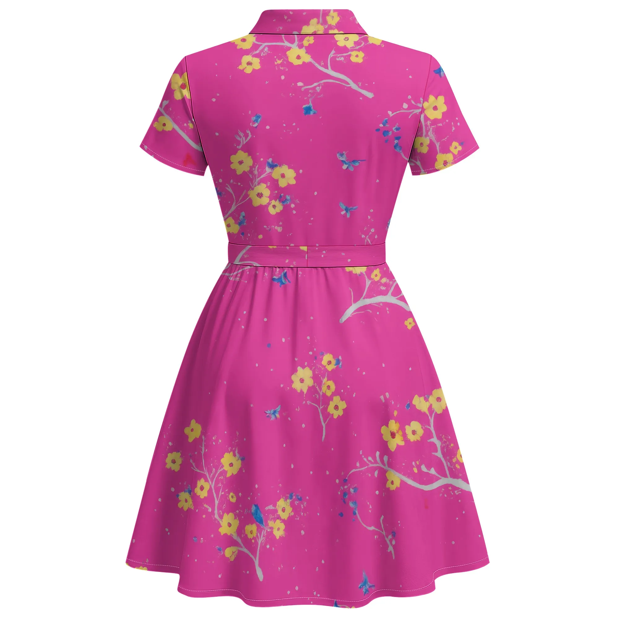 Abito estivo casual da donna elegante a maniche corte Moda mini abito estivo a vita alta con bottoni sul risvolto Abiti al ginocchio