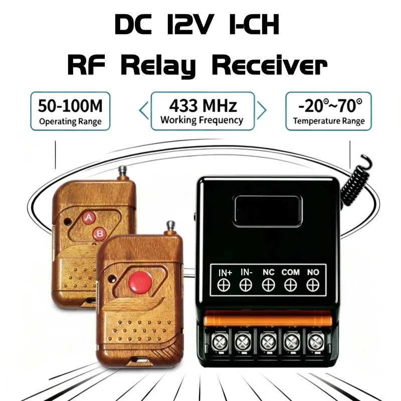 DC 12V 24V 433Mhz RF Wireless Remote Control Switch Relay 1CH Receiver DIY Module For Water Pumb LED Lamp Garage Door Fan