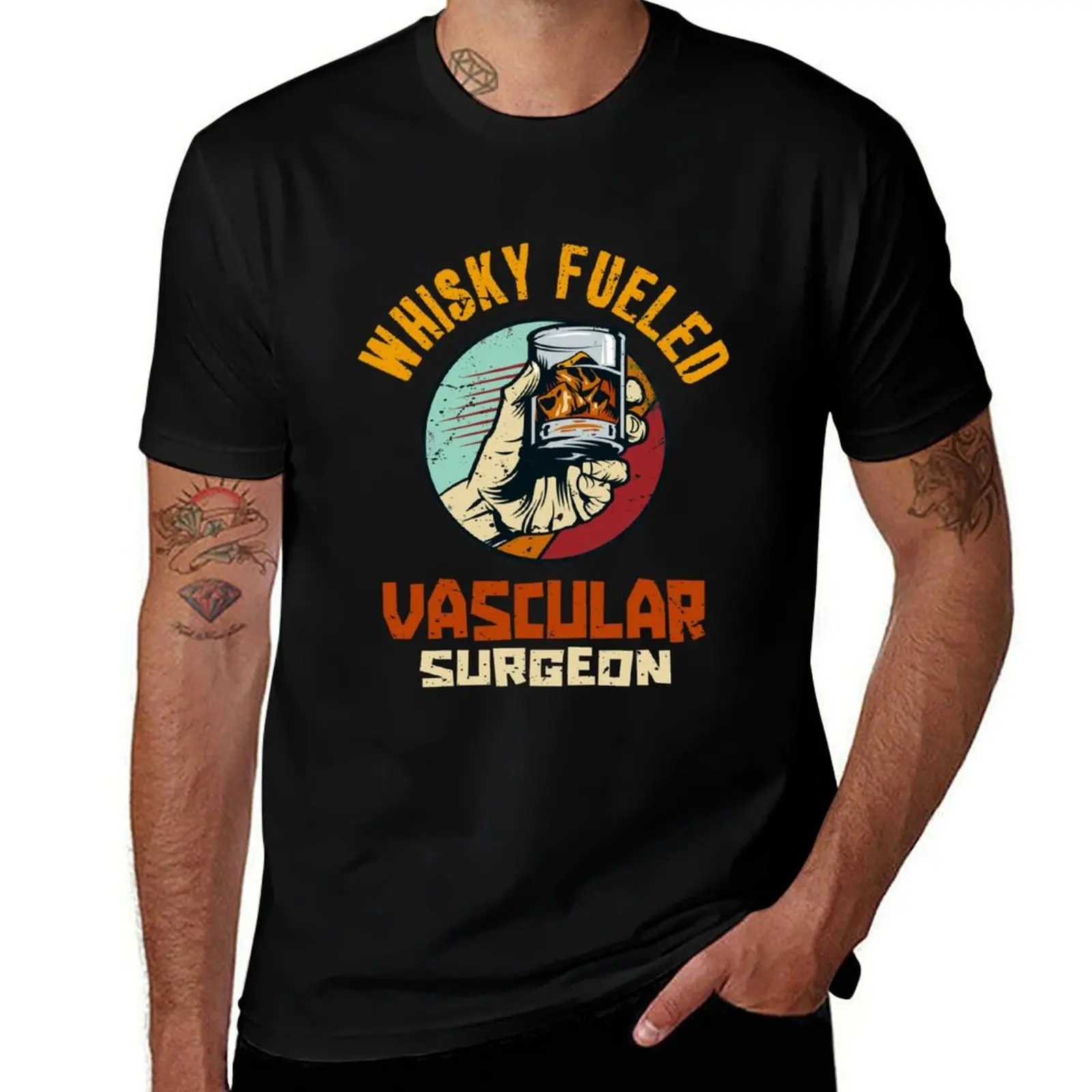 Whisky Fueled Vascular Surgeon T-Shirt Simple Line Art Print Tee T-Shirt
