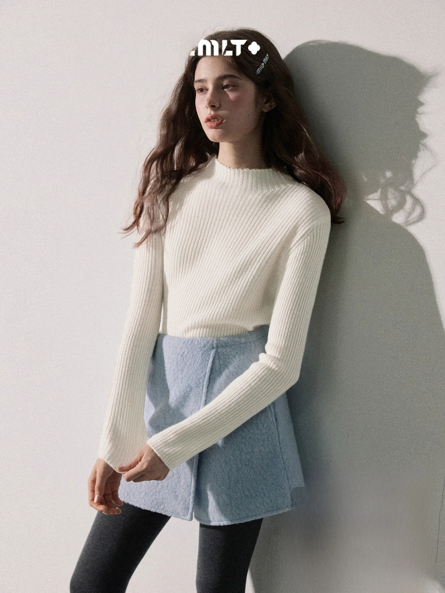 

Callmelater Winter Warm Woolen Knitted f High Collar Base irt Inner Wear Striped Soft Sle Women's Faion Top