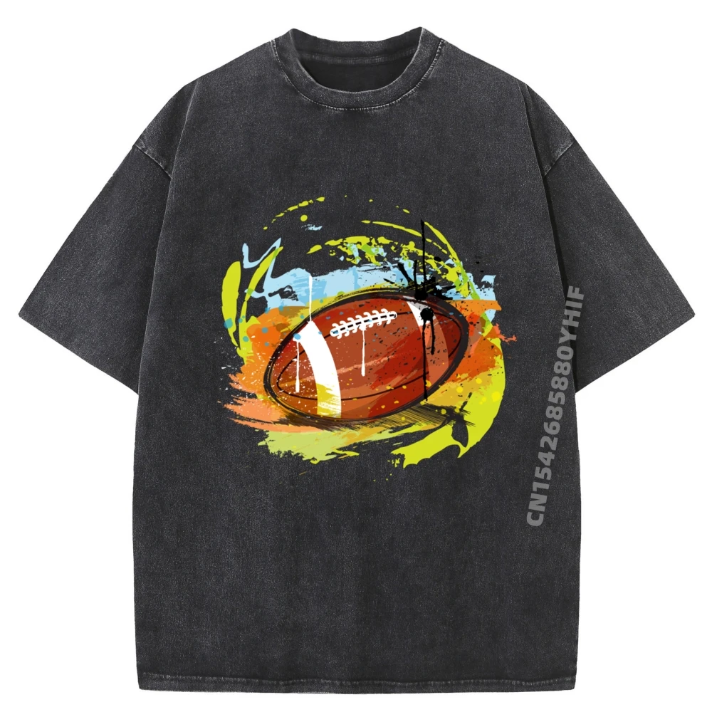 

Usa Game Day Football Hip Hop Mans T-shirt Man Streetwear Mens Printed Tops Oversized Tees Mens Leisure Washed Shirt