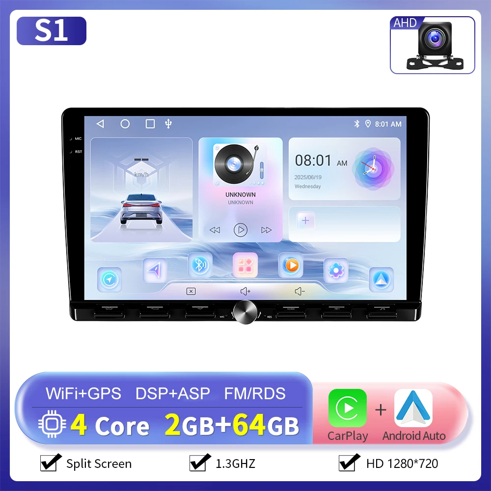 Camecho 6 + 128G 2 Din Autoradio 9 ''IPS Touchscreen Universele Multimedia Speler Carplay Android Auto WIFI GPS Navigatie DSP RDS