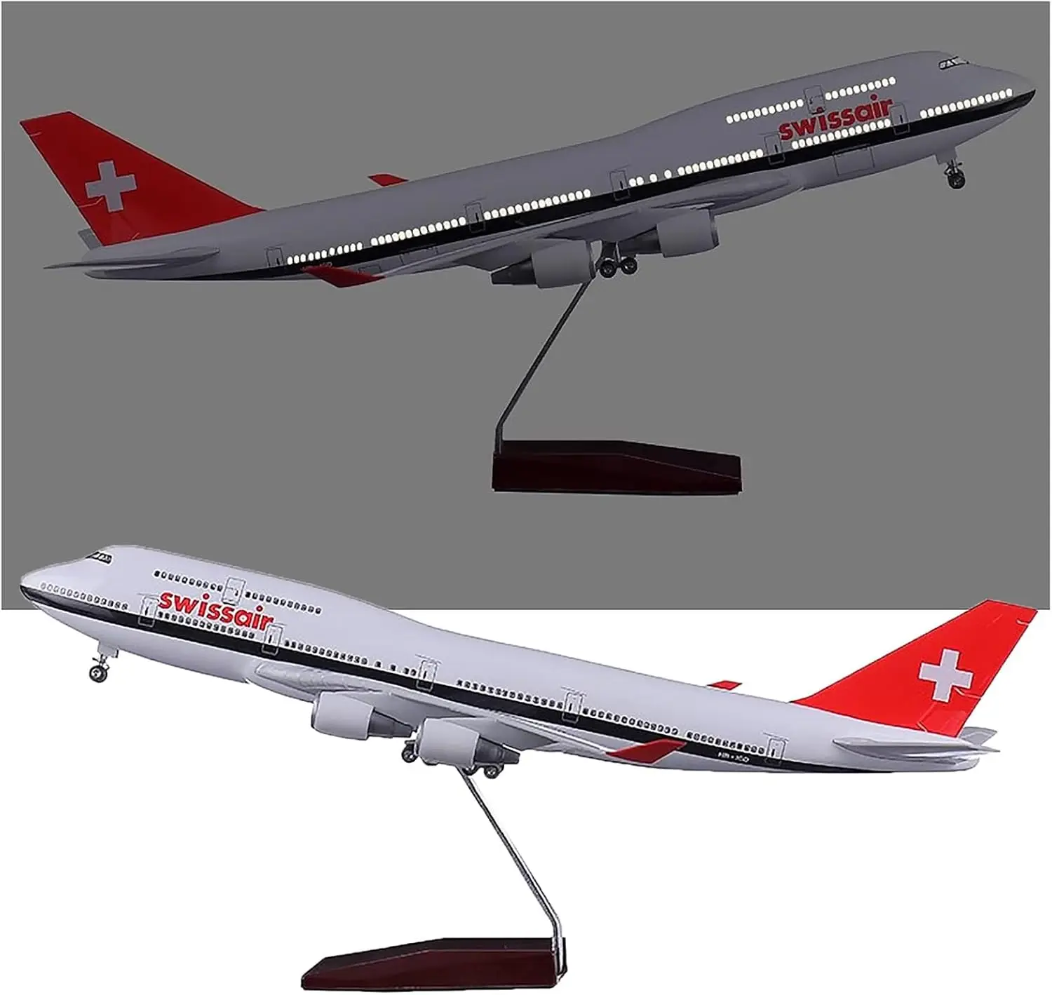 

2026 New 1:150 Scale Aircraft Swiss Airlines Airways B747 Resin Model Airplane With Wheel LED Light Collection Display Gift