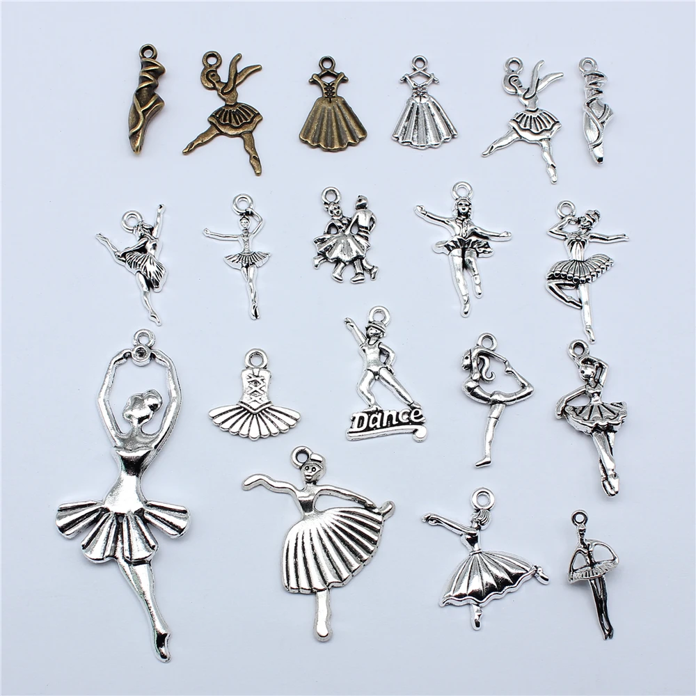 10pcs Ballet Dance Charms Pendant For Jewelry Making DIY Handmade Tibetan Finding Jewelry