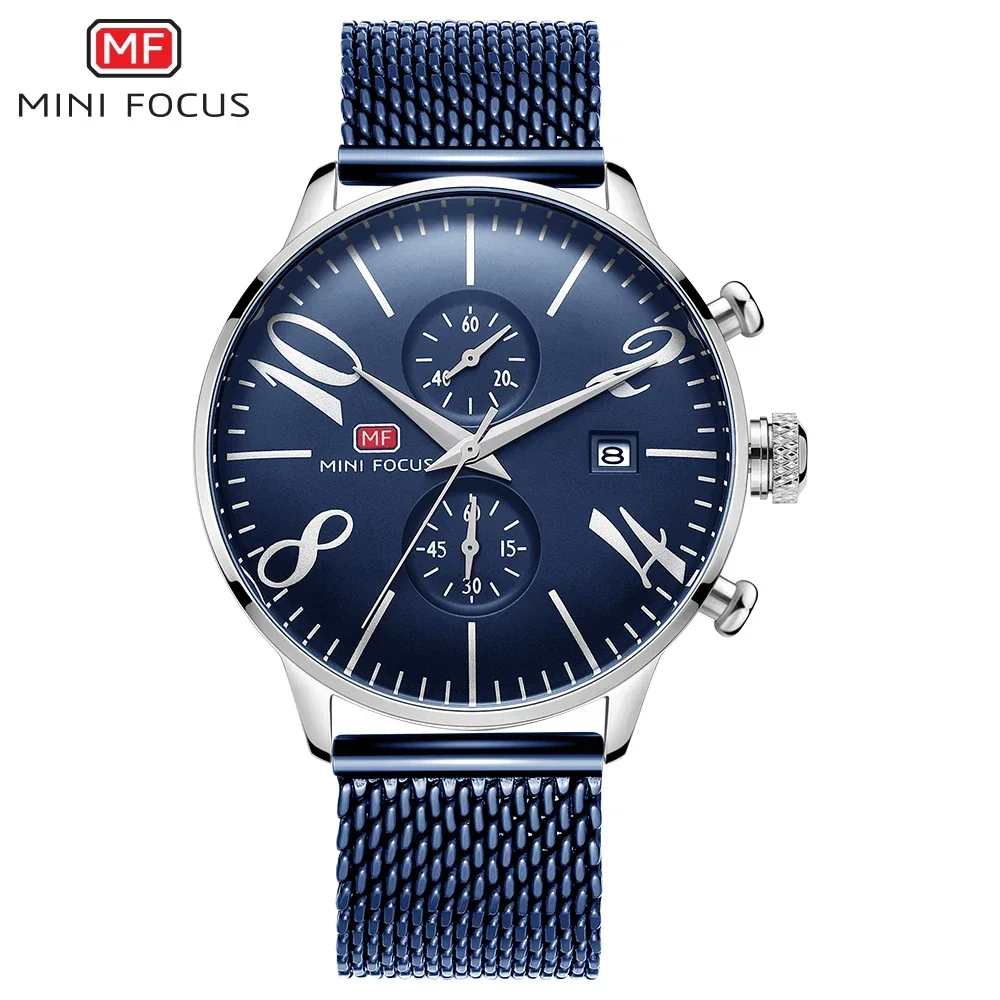 

MINI FOCUS 0135G Men Relogio Masculino Fashion Clock For Male Reloj Hombr Man Quartz Stainless Steel Mesh Belt Chronograph Watch