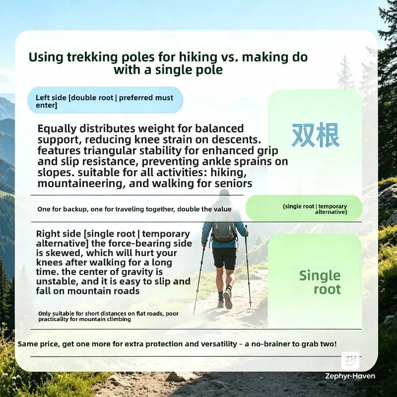 Outdoor Mountaineering Cane 2-in-1 Cane Portable Retractable Cane Ultra Light