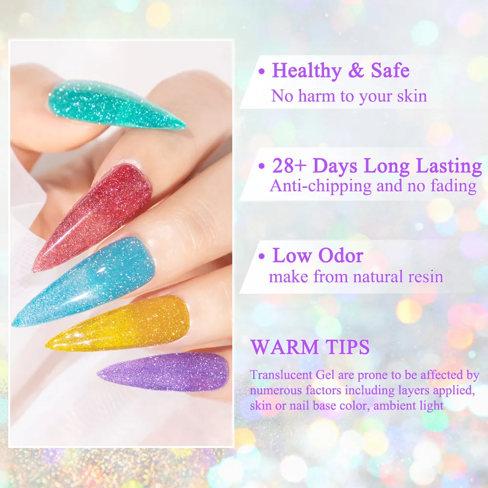 MIZHSE 7ML Reflecterende Gel Nagellak Glitter Sparkling Jelly Gel Voor Manicure Nail Art Semi Permanente Losweken Glitter gel