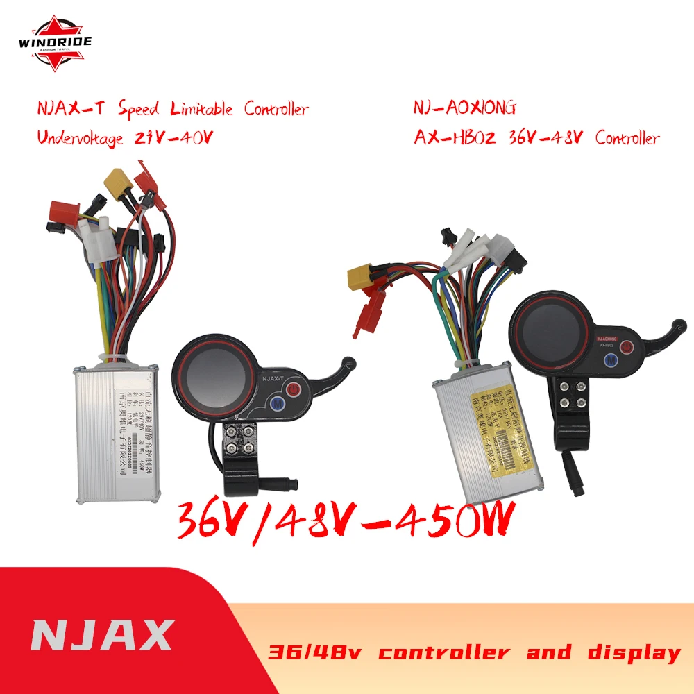 New NJAX Intelligent Brushless Controller and LCD Acceleration Instrument for Electric Scooter E-Bike 36V / 48V Universal