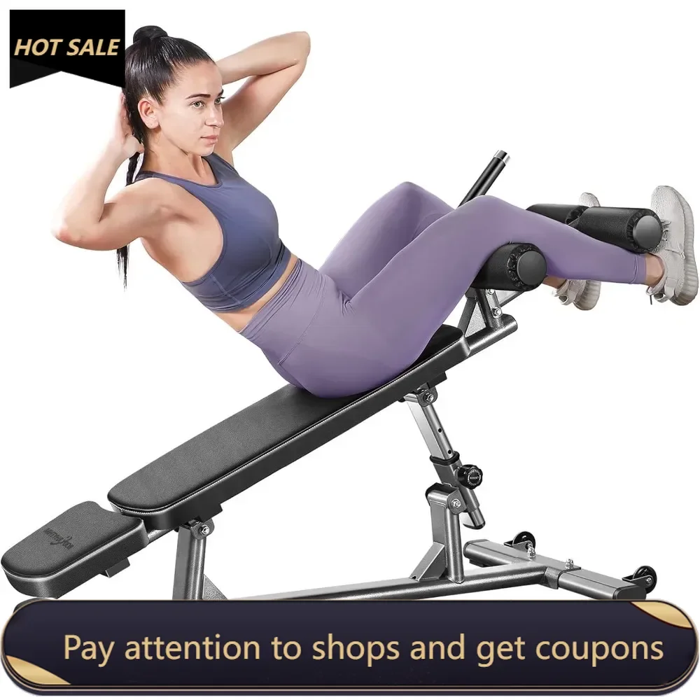 

Professional Sit-Up Bench with 4 Adjustable Heights and Reverse Crunch Handle，Adjustable Weight Bench，Decline Bench Press