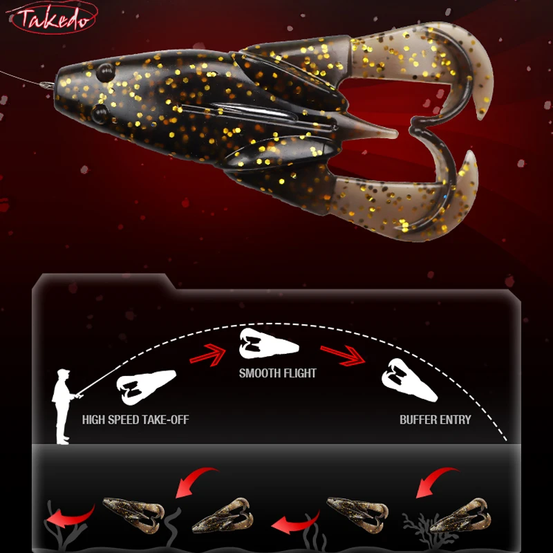 TAKEDO 3PCS/Set 7.5CM 8G TPR Material Frog Fishing Lure Artificial Baits Soft Bait With Sound Bead Wobblers For Snakehead