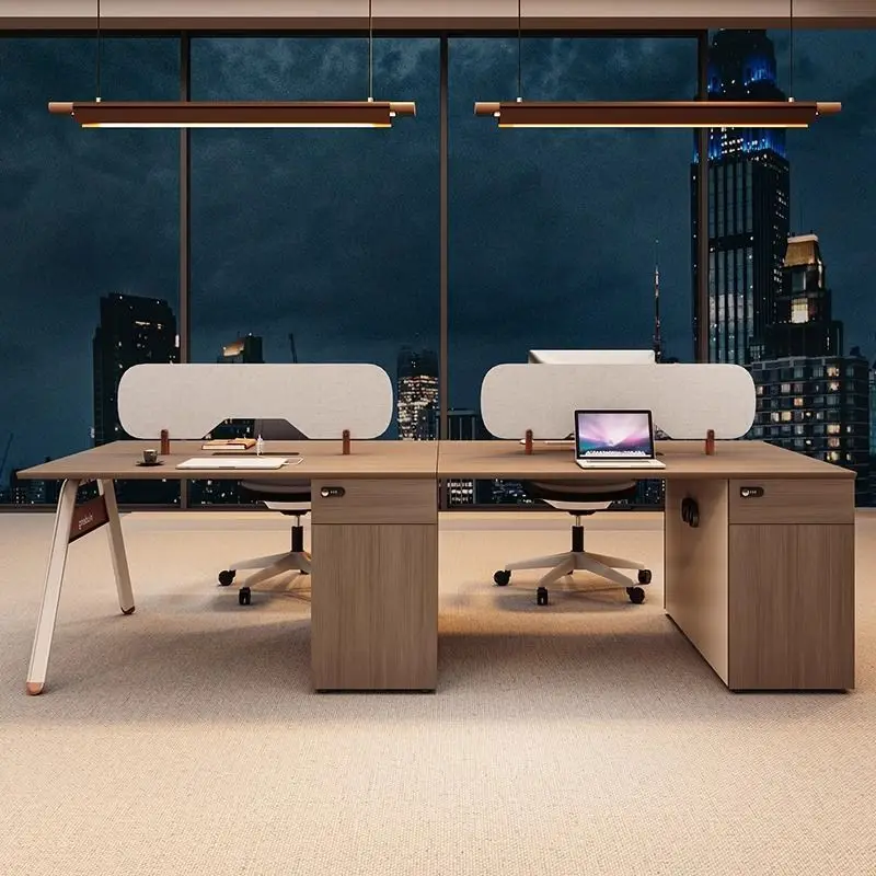

The new staff office desk and chair combination is simple and modern, and the staff booth is four or six people.