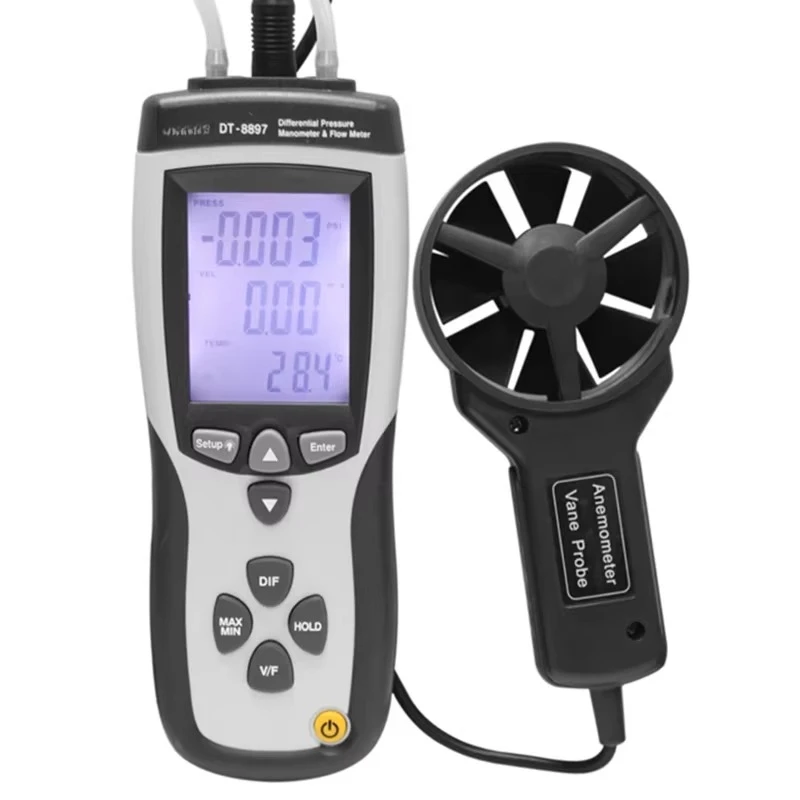 CEM 2 in 1 Anemometro digitale con manometro a pressione differenziale Misuratore di portata Anemometro DT-8897