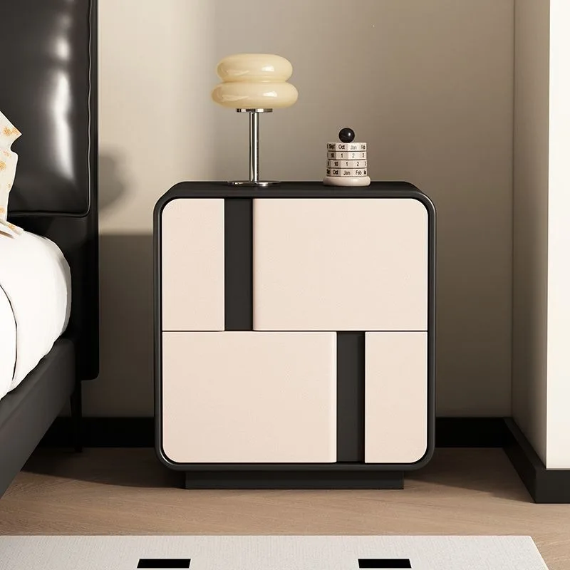 Solid wood creative cream bedside table light luxury simple and clean bedroom shape bedside locker