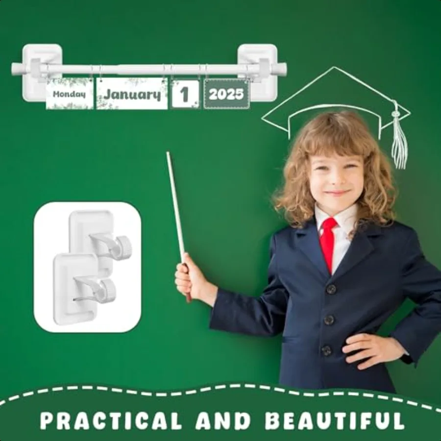 تقويم مغناطيسي قابل للطي للفصل الدراسي، مخطط تقويم قابل للطي لتقويمات الفصول الدراسية، مجموعة لوحة إعلانات مع قضيب للوحة و5