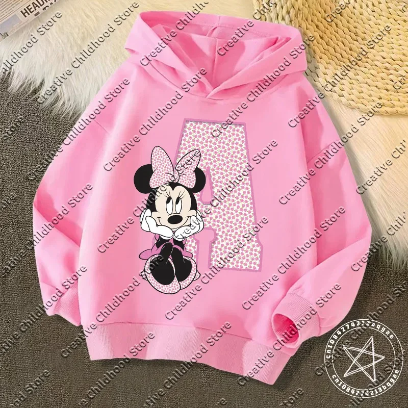 Kinder Hoodies Minnie Brief ABCD Kawaii Mode Pullover Sweatshirt Anime Manga Cartoons Mädchen Junge Kinder Casual Kleidung Tops