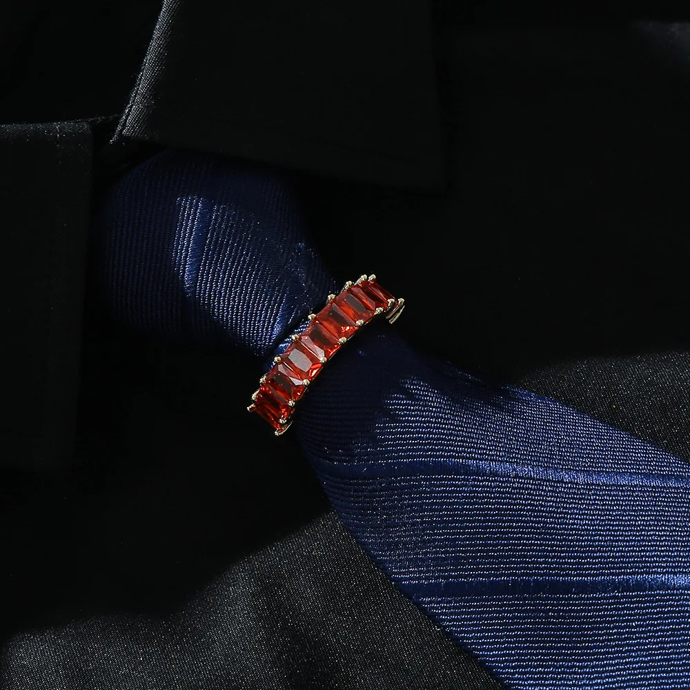 1PCS Multi Colored Curved Ladder Cubic Tie Clip with A High-end Feel Men's Collar Decoration Gold and Silver Base Colored