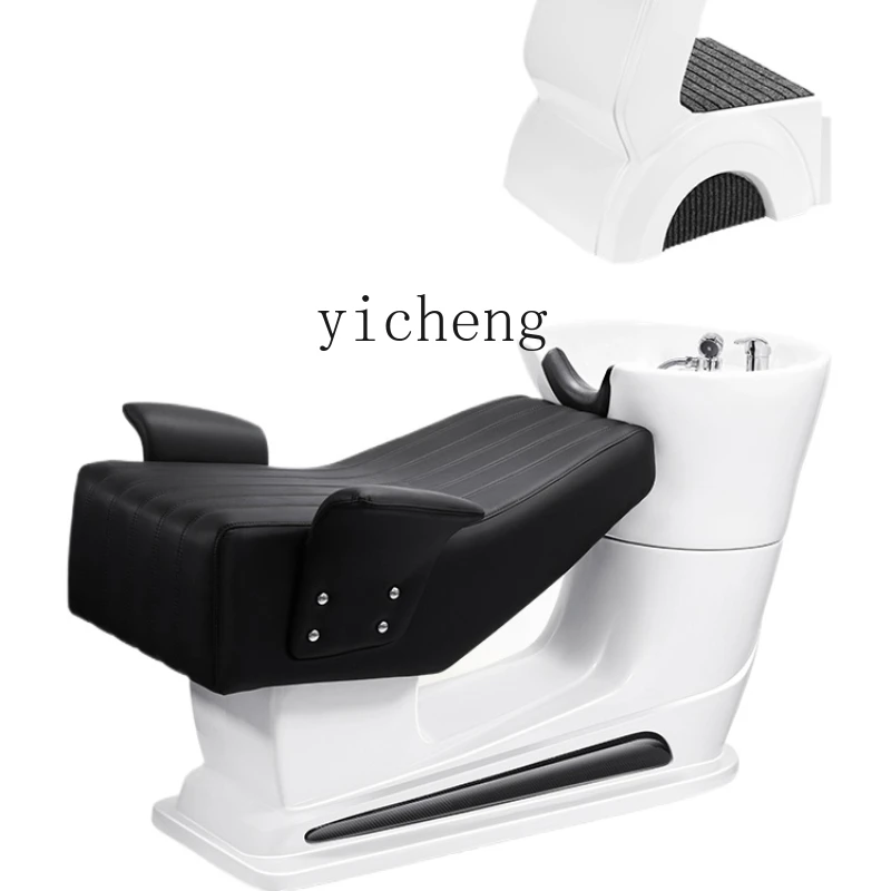 

ZC Simple and Comfortable Beauty and Hairdressing Head Therapy Special Lying Half FRP Ceramic Basin Shampoo Chair