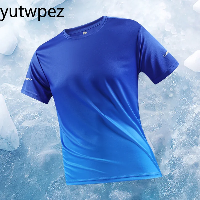 Running T-shirt Reflective Short Sleeve Ice Silk Quick Drying Summer Thin Breathable Fitness Tees Shirt Sportswear Sportsshirt