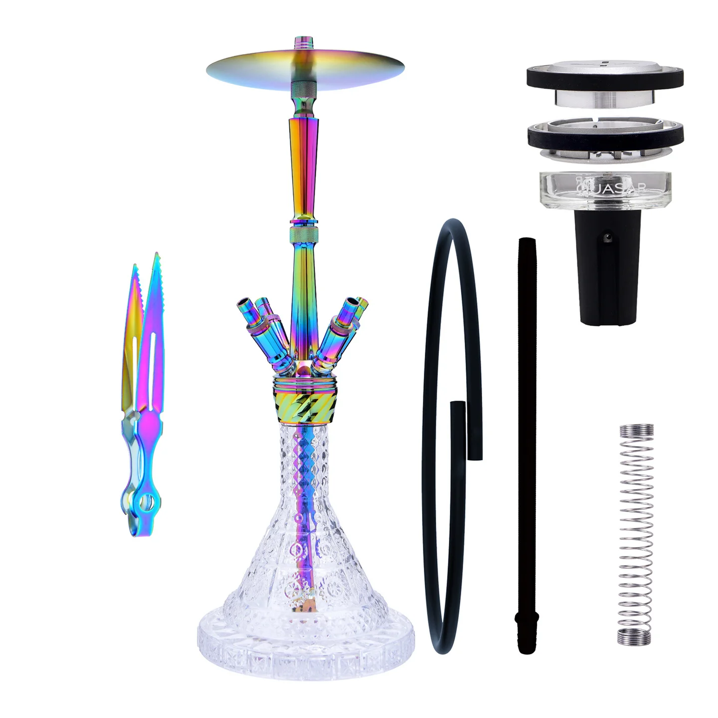 Arabic Hookah Bar New Adjustable Height Four-Tube Colorful Alloy Pot（4 ports, 4 tubes）