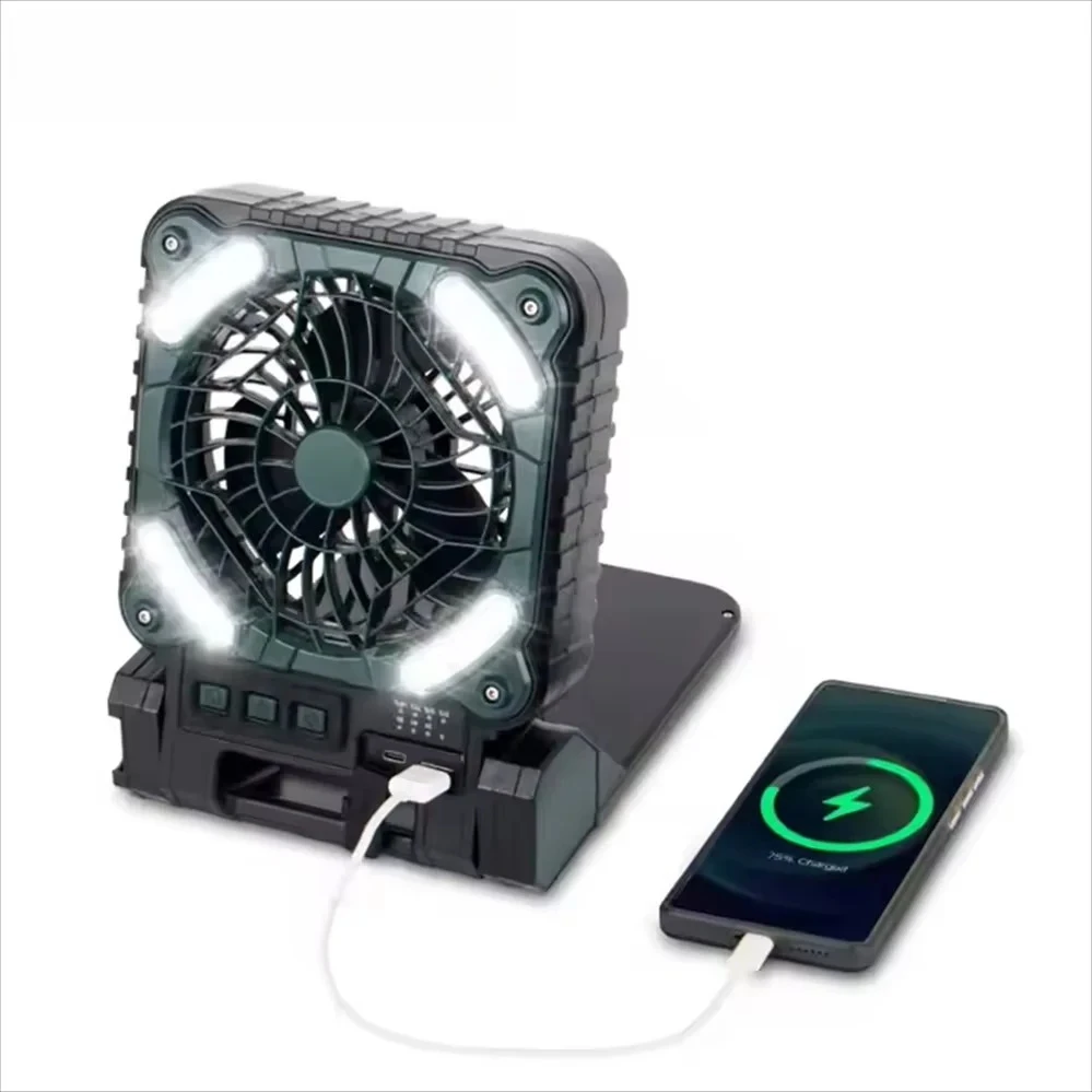 Popular Foldable Portable Electric Usb Rechargeable Fan Solar Panels With Lights Outdoor Camping Fan
