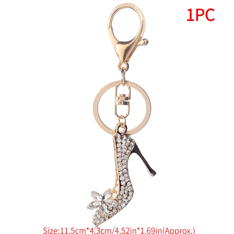 #1PC High Heel Shoe Keychain Crystal Purse Car Key Chain Bag Decorative Alloy Keyring