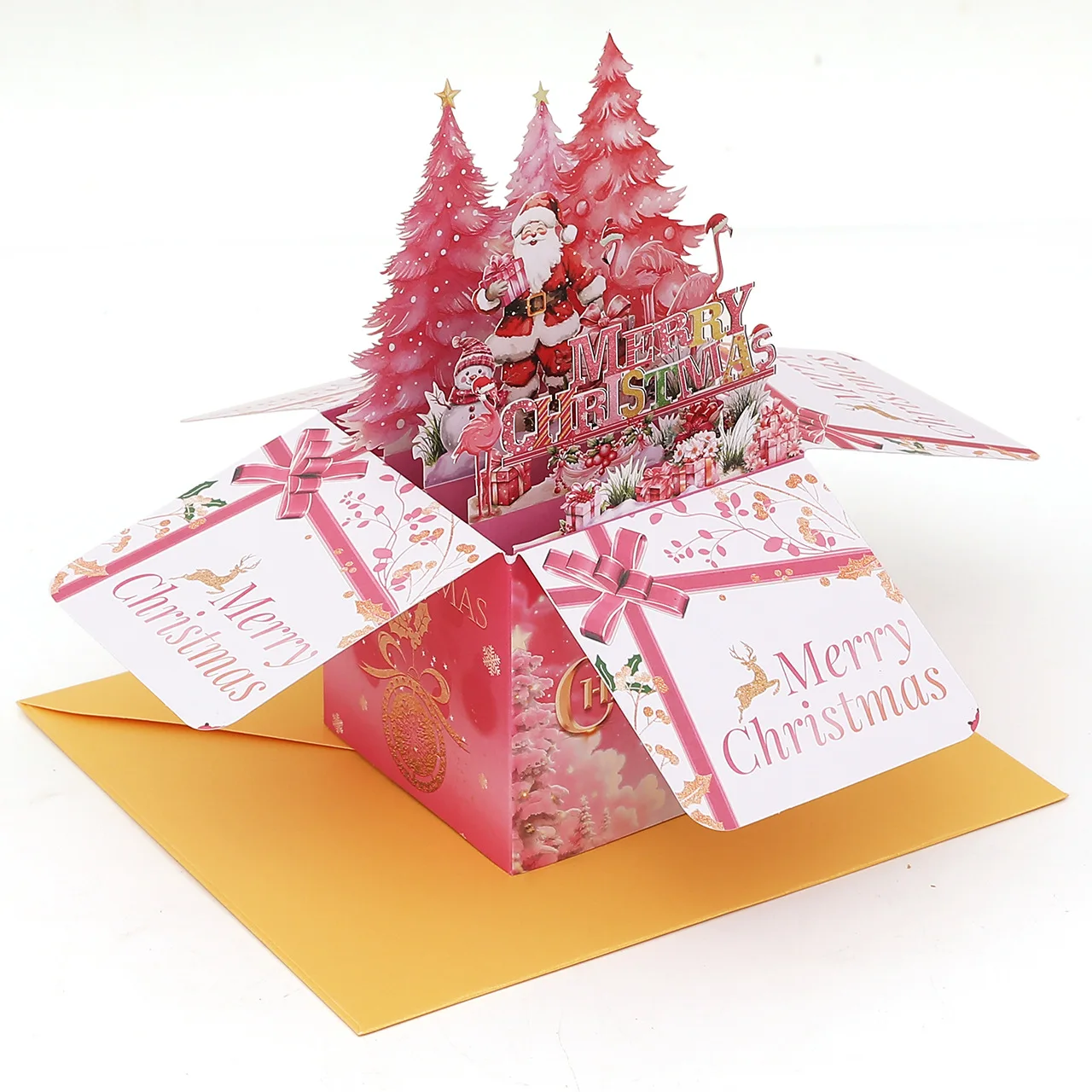 

5Pcs 3D Pop Up Greeting Cards Merry Christmas Cards New Year Greeting Cards Blessing Postcard Swan Mermaid Thank You Cards