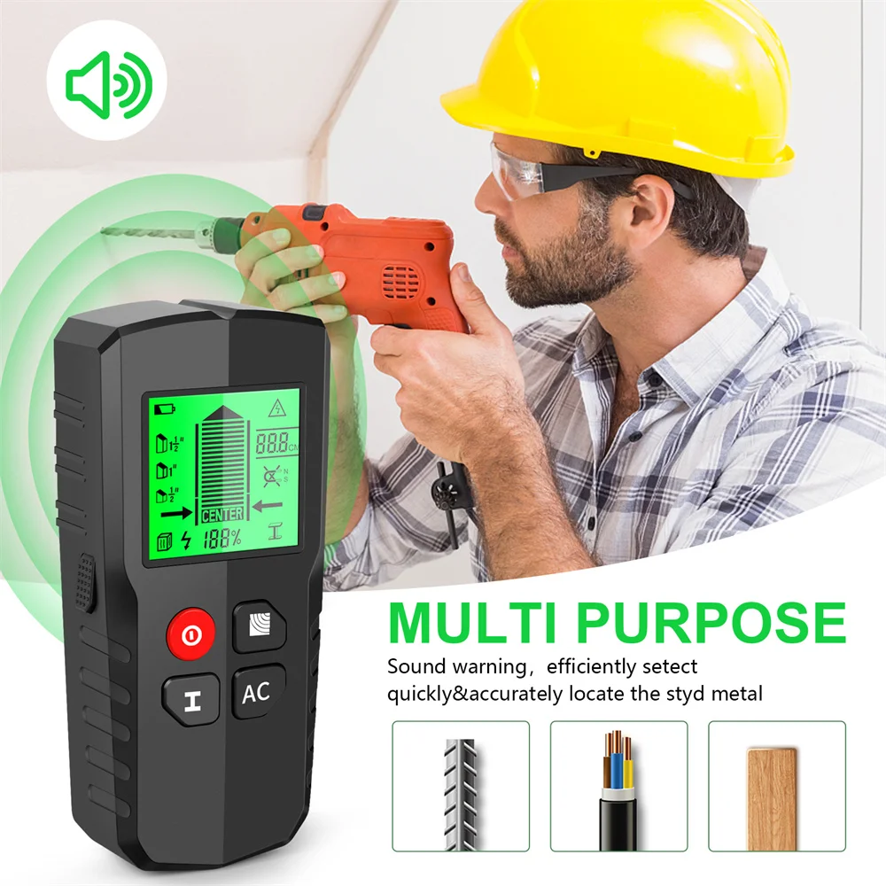 

5 in 1 Wall Scanner Stud Finder Metal Detector Wood Stud PVC Water Pipe AC Live Cable Wires Scanner Center and Positioning Tool