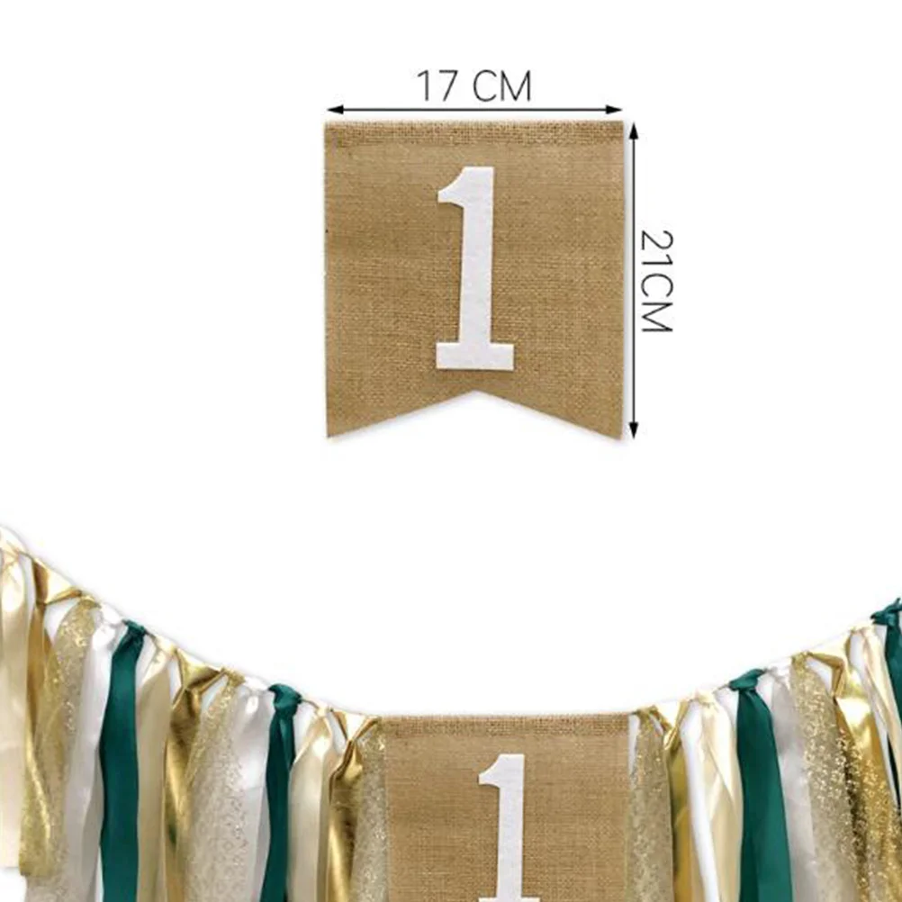 

1 Set Dark Green Dining Chair Banner Anti-Fray Ribbons Material For Birthday Party Shower Decoration Photo Props