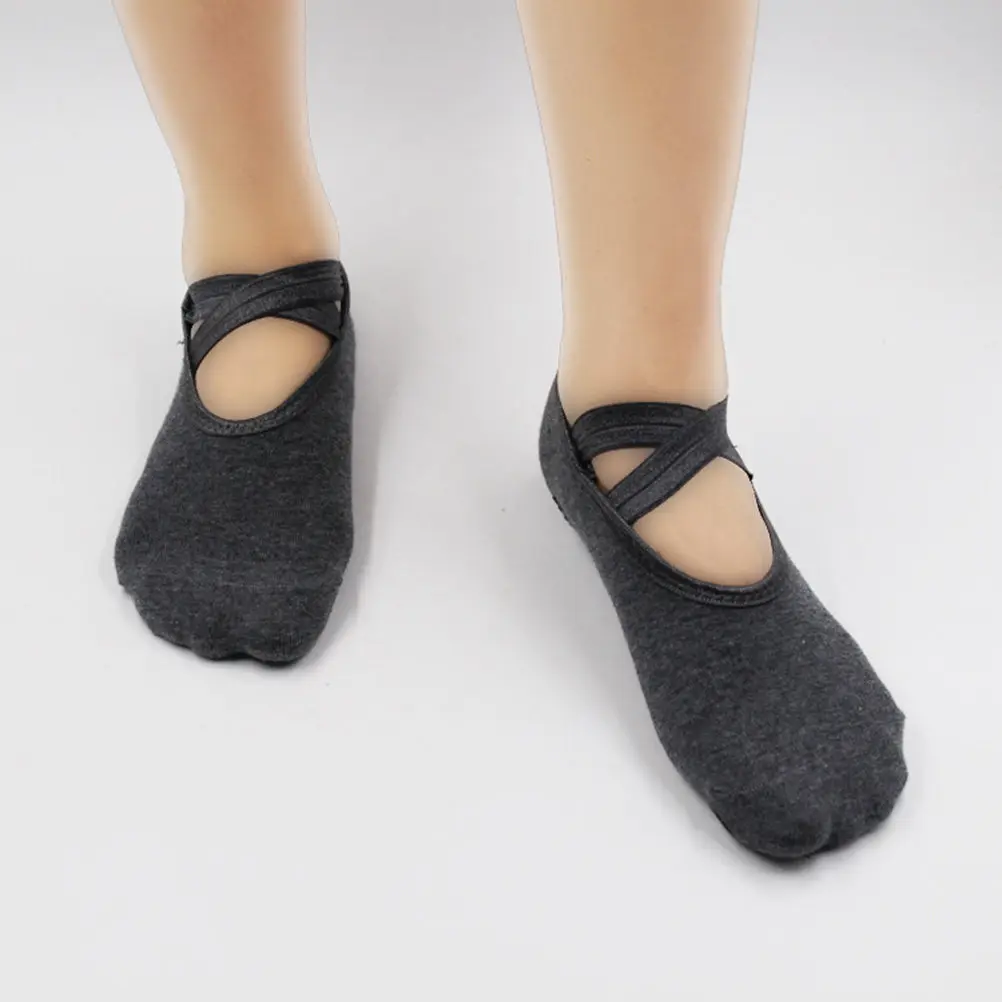 1-par-de-meias-de-yoga-antiderrapantes-para-mulheres-cinza-escuro-cintura-baixa-respiraveis-de-algodao-penteado-para-pilates-barre-ballet-tamanho-Unico