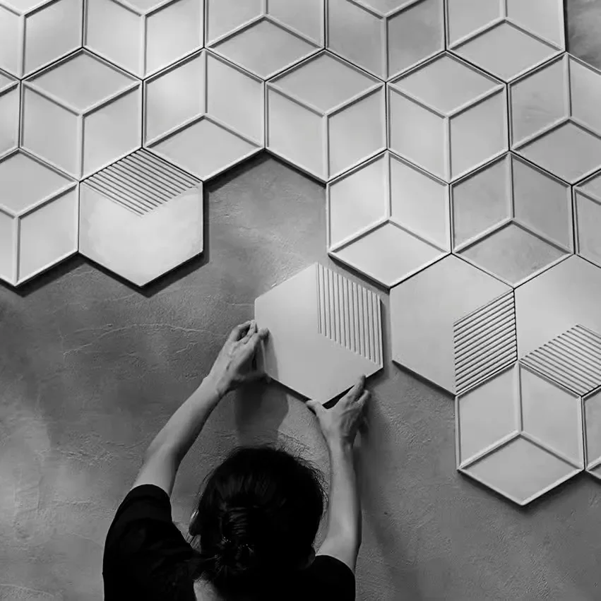 Nordic Style Geometric Wall Brick Mold Hexagonal Simple Decorative Cement Mould for Background Walls