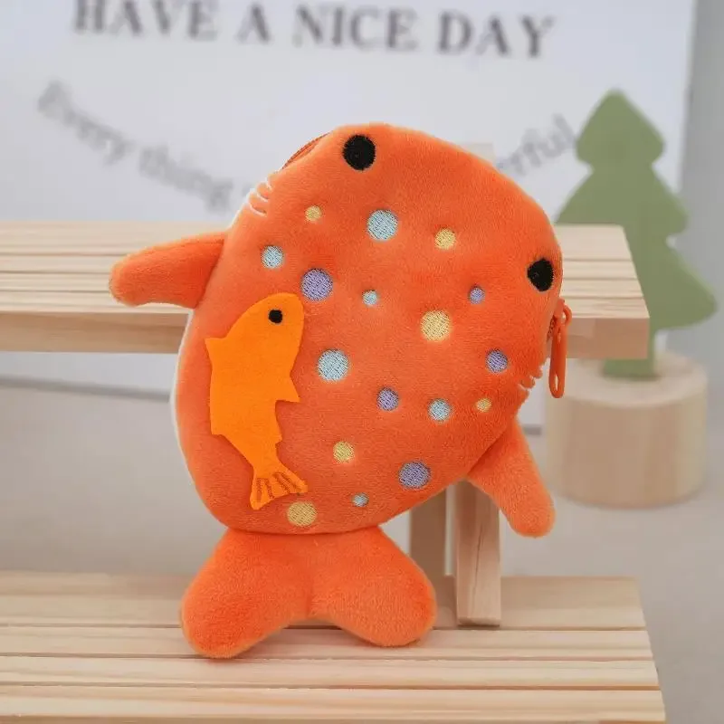 กระเป๋าใส่เหรียญรูปฉลามสีฟ้าและวาฬน้อยน่ารักสำหรับผู้หญิง กระเป๋าใส่เหรียญเล็กๆ ใส่กุญแจ หูฟัง ซิปแบบพลัช แฟชั่น