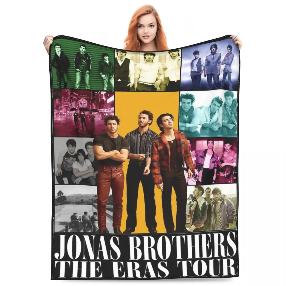 Vintage The Eras Tour 2023 Blankets Fleece Printed Jonas Brothers JB The Album Relax Warm Throw Blanket for Bedding Couch Quilt