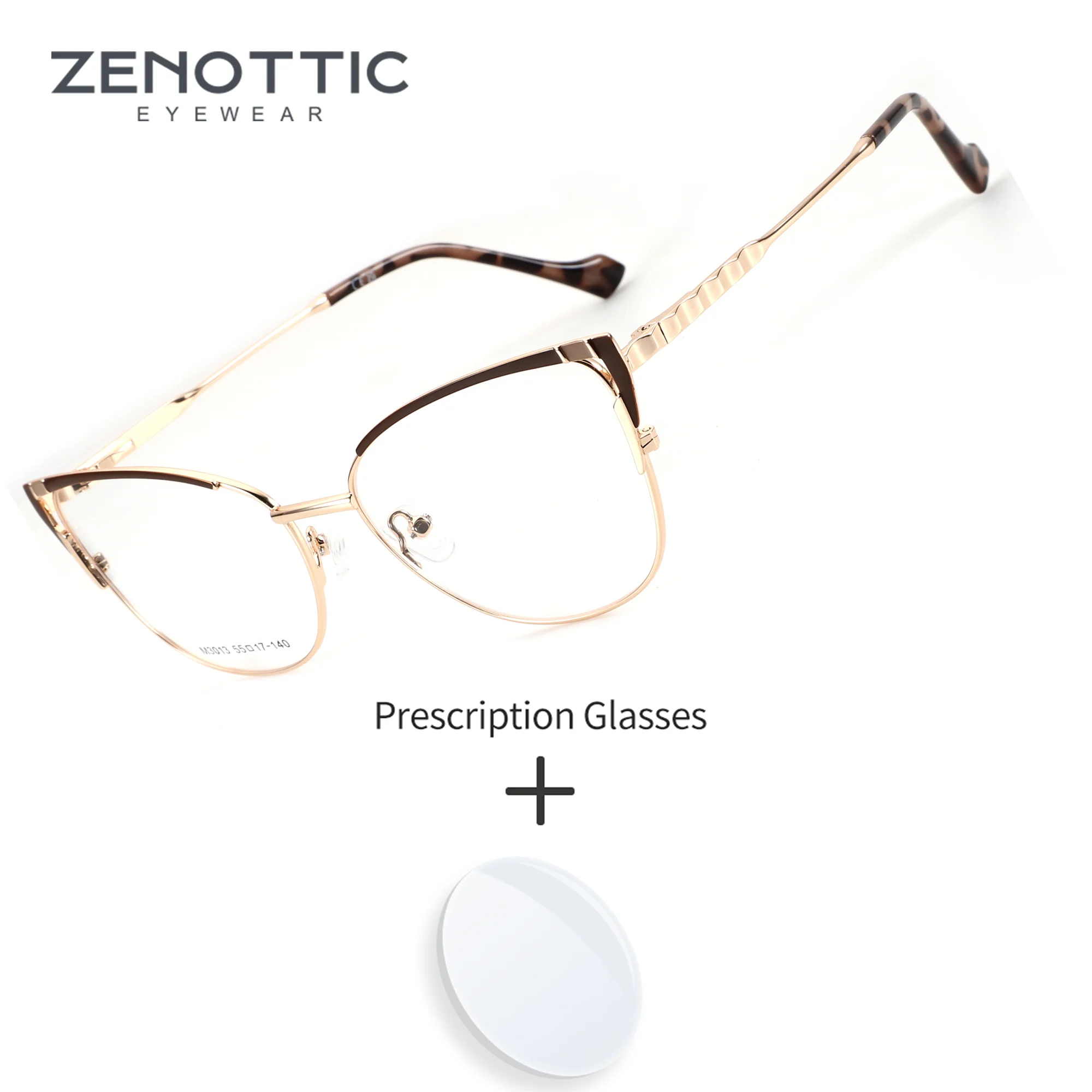 

ZENOTTIC S Size Women's Stylish Versatile Comfortable Cat Eye Metal Anti Blue Light Optical Prescription Eyewear