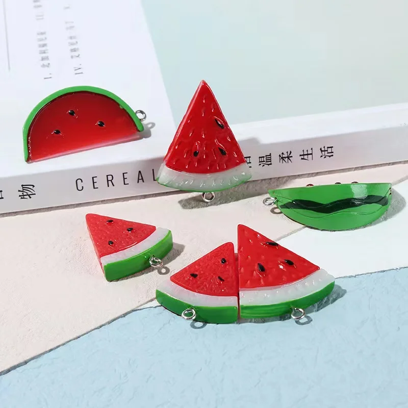 10pcs Cartoon 3D Simulation Watermelon Cute Charms For Pendant DIY Earrings Necklace Jewelry Accessories Finding