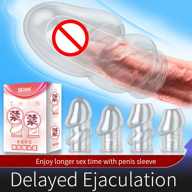 Ghost Exerciser Delayed Ejaculation Penise Sleeve Reusable Condoms For Men Penis Extender Condom Adult Sex Toys Preservativos