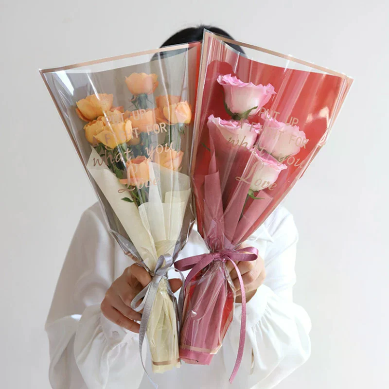 20/30/50Pcs Colorful Flower Wrappers Transparent Bag For Bouquet Flower Wrapper Waterproof DIY Gift Flower Decoration