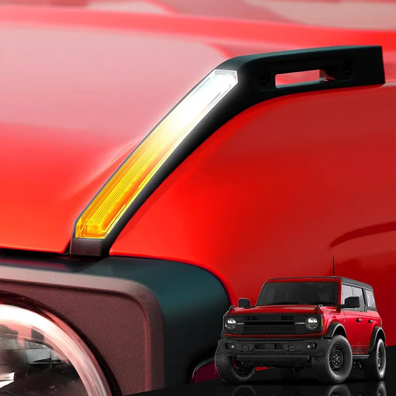 For Ford Bronco Hood Trail Sight Trim Amber Lights Non-destructive Installation Hood 4X4 Off-road Exterior Parts Decoration Kits